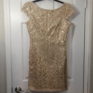 NEW! Adrienna Papell Gold Sequin Dress Size 10 NWT